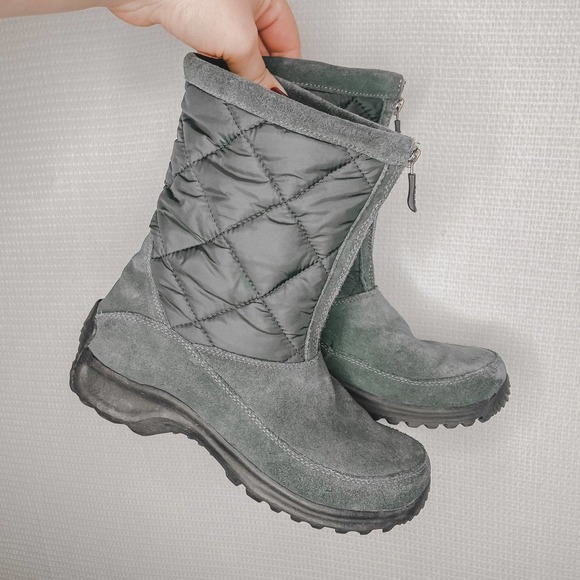 Lands' End Shoes Lands End Green Suede Puffer Snow Winter Boots Poshmark